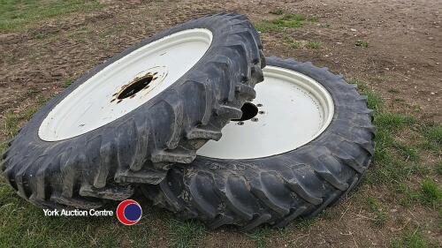 Pair of row crop wheels 13.6 R48 80% good, no punctures