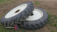 Pair of row crop wheels 13.6 R48 80% good, no punctures