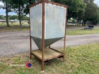Metal feed bin on frame