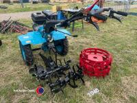 GTM rotavator, 18hp, c/w rubber wheels, iron wheels, rotavator blades, rowing potato plough and single furrow plough, new - 4