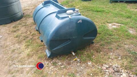 Green plastic oil tank, long cylinder single skin, 1.8m L x 0.9m H