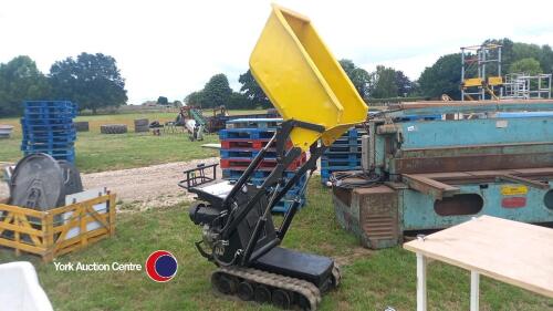 TCP hi-tip 500kg track barrow, Kubota diesel engine, spare filters and parts, lifts and tips over the side of a skip, key in office
