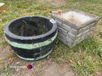 2 x concrete garden planters - 2