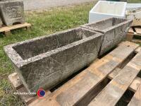 Pair of concrete planters 62cm x 23cm x 26cm