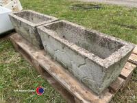 Pair of concrete planters 62cm x 23cm x 26cm - 2