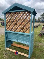 4ft 6in wooden garden arbour with lattice back, treated wood and painted, new - 3