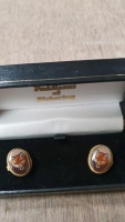 Pair of vintage hand painted fox head cufflinks