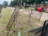 Pair of metal driveway gates with matching side gate and post