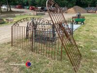 Pair of metal driveway gates with matching side gate and post - 2