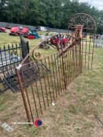 Pair of metal driveway gates with matching side gate and post - 3