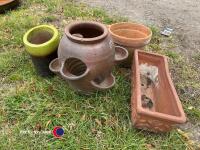 Strawberry planter plus various plant pots - 3
