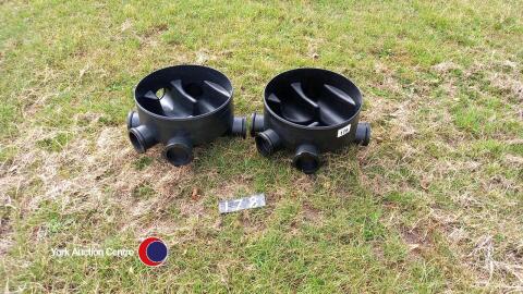 2 drainage chamber bases 100mm pipes