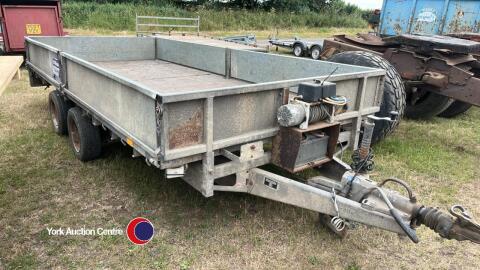 Ifor Williams 14ft flat bed trailer with ramps (ramps at office)