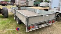 Ifor Williams 14ft flat bed trailer with ramps, winch remote and ramps in office - 5
