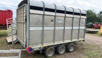 Ifor Williams tri axle cattle trailer 12ft x 6ft with demountable body in good working condition, year 2007 - 2