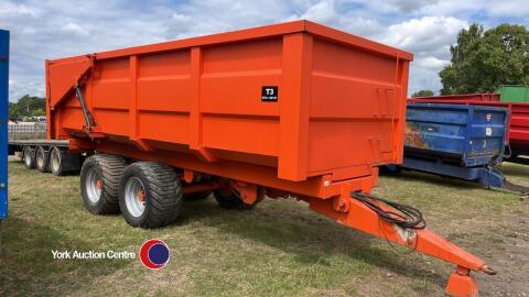 14T tipping trailer, spring drawbar, hyd brakes, 550 45 22.5 tyres, rams are dry no leaks, LED lights