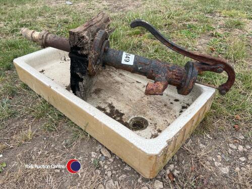 Pie crust sink and pump, old