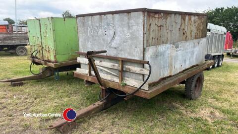 Original 12 stud Ferguson 3T trailer chassis with 4T grain bin attached