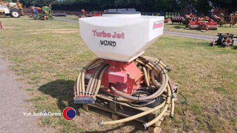 Stocks Turbo Jet Wizard, 8 outlets, 16 spread plates, 240L hopper, multiple seed rollers and control box
