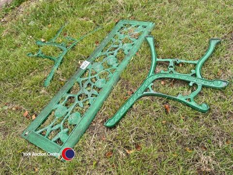 Pair of bench ends and bench back