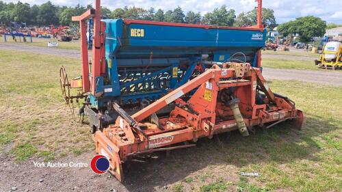 Sulky 3m drill and Maschio power harrow combination, pto and spares in office