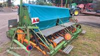 Amazone RP AD402 box drill on Suffolk coulters and KE403 power harrow with tyre packer combination, hydraulic coulter pressure, bout and pre em markers. Box and book in office. Roll over sheet fitted - 3