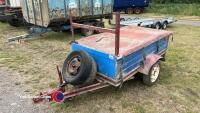 6ft x 4ft Wooden single axle car trailer, gwo, with 2 spare wheels. - 2