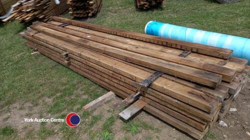 32 reclaimed pitch pine roof purlins, 15ft x 6in x 2.5in