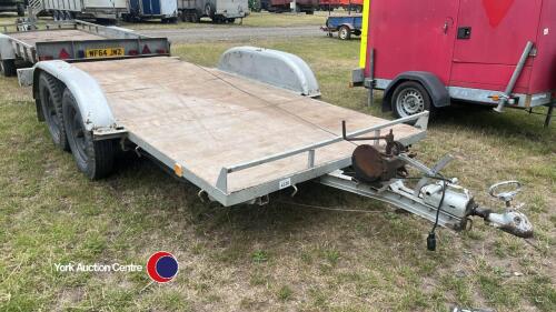 14ft flat trailer c/w winch and ramps, gwo