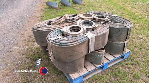 6 x 25m rolls of new unused 6in layflat hose with clamps