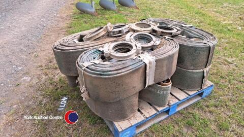 6 x 25m rolls of new unused 6in layflat hose with clamps