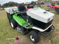 Etesia MVEHH ride on mower with hydraulic tipping grass box, Briggs and Stratton Vanguard 16HP V twin engine in good working order, all working including hydraulic tip. Transmission currently sluggish., key in office