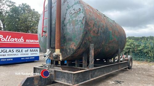 7000 gallon tank on lift up wheels for transport