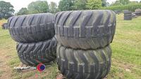 4 x flotation rims and tyres to suit Fastrac 700/50-26.5, 70% tread