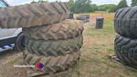 4 x rowcrop rims and tyres to suit JCB Fastrac. 340/85 R38, 60% tread - 3