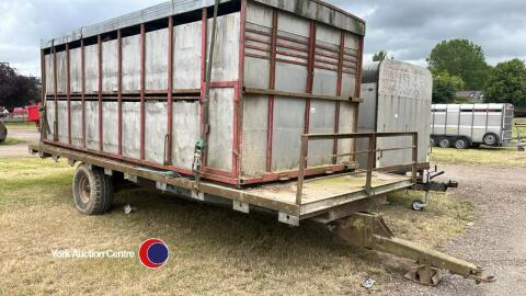Tractor drawn 20ft stock box, on trailer