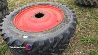 Pair of Fendt 714 rear row crop wheels VF 380/90R46 Michelin Spray BiB - 2