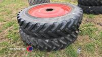 Pair of Fendt 714 rear row crop wheels VF 380/90R46 Michelin Spray BiB - 4