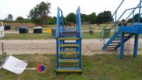Steel blue painted bridge with 5 steps, 1200 H to platform, 2200 H to handrail x 3300 long - 3