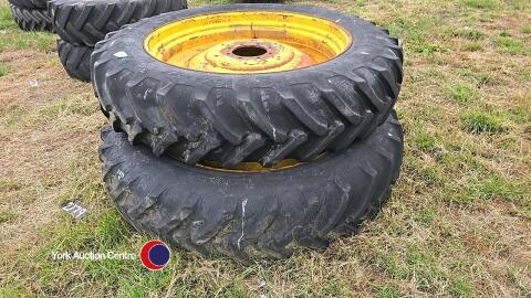 Pair of rear John Deere 6930 row crop wheels, Alliance 14.9R46