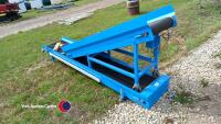 Blue painted steel incline conveyer, 2050L x 580W x 1000H