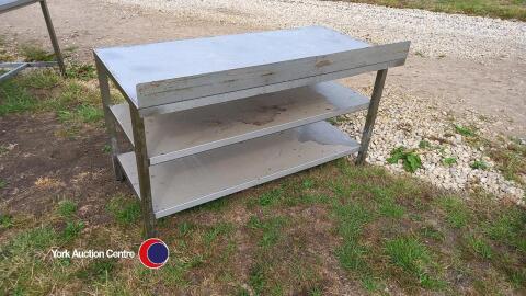 Stainless steel table with shelf, 1500L x 650W x 800H