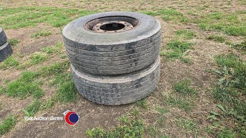 2 x super single wheels, 385/65 R22.5, off 2008 trailer