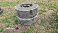 2 x super single wheels, 385/65 R22.5, off 2008 trailer