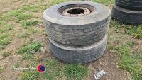 2 x super single wheels, 385/65 R22.5, off 2008 trailer - 4