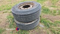 2 x Hankook super single wheels, 385/65 R22.5, off 2008 trailer - 4