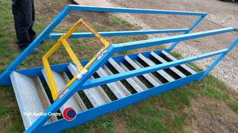 Steel stair case with hand rail
