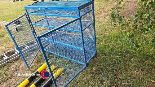 3 x workshop barriers and mesh cabinet