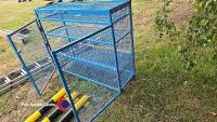 3 x workshop barriers and mesh cabinet