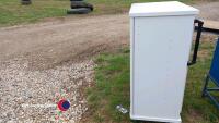 Grey metal lockable cabinet with key ( key in office)